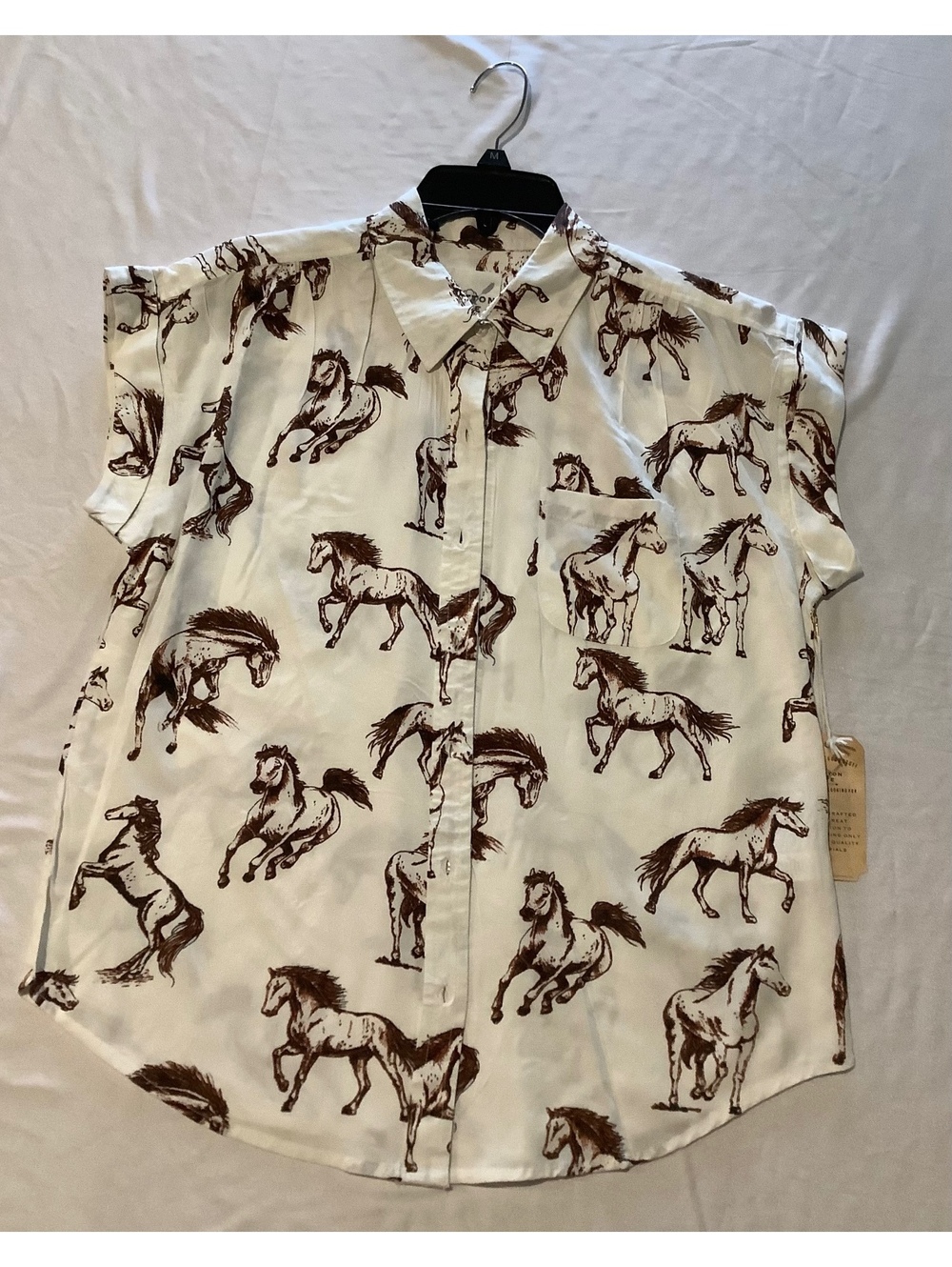 New Cotton & Rye Women's Small Button-Up Shirt with Brown Horse Print